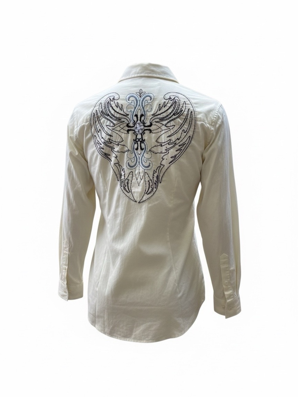 Rock 47 Wrangler NWT Embroidered Cream Western Snap Shirt Women’s XL